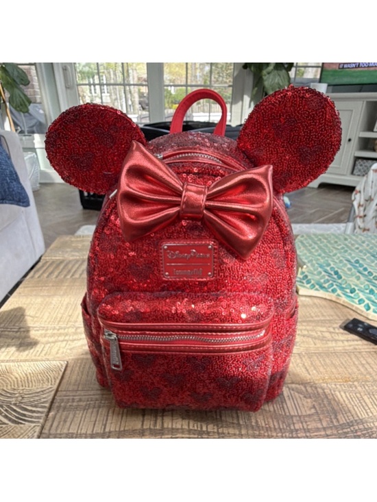 Loungefly Handbags - Red Sequin Minnie Ear Mini Backpack